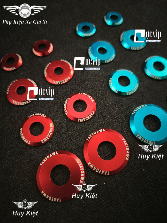 Lông Đền TAKEGAWA Nhôm CNC (XANH, ĐỎ) 6Li Lốc Máy, 6Li Dàn Áo, 8Li, 10Li, 4Li Trơn (Giá 1 Con) MS9947