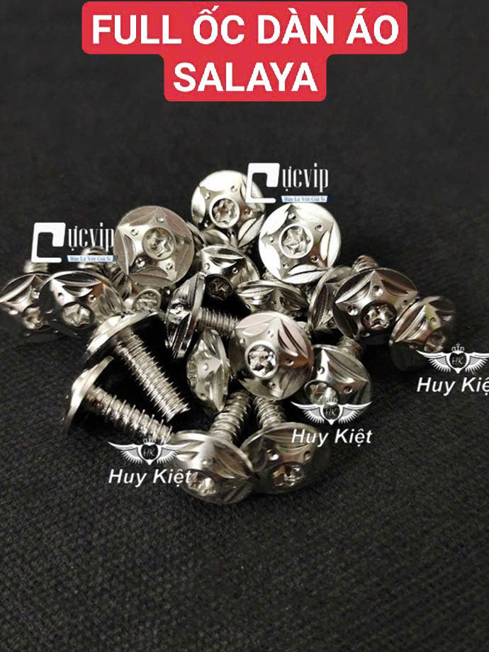 [FULL BỘ] Ốc Dàn Áo SALAYA PHAY THÁI, SAO NHỌN [INOX 304] Wave Dr Si Fu Ex Win Vario AB Vision Jupiter Sonic Raider Satria Mio MS9940