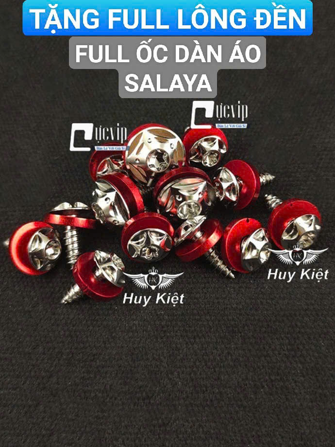 [TẶNG FULL LÔNG ĐỀN ĐỎ] FULL BỘ Ốc Dàn Áo Salaya Sao Nhọn, Phay Thái [INOX 304] Lắp Nhiều Dòng Xe MS9935