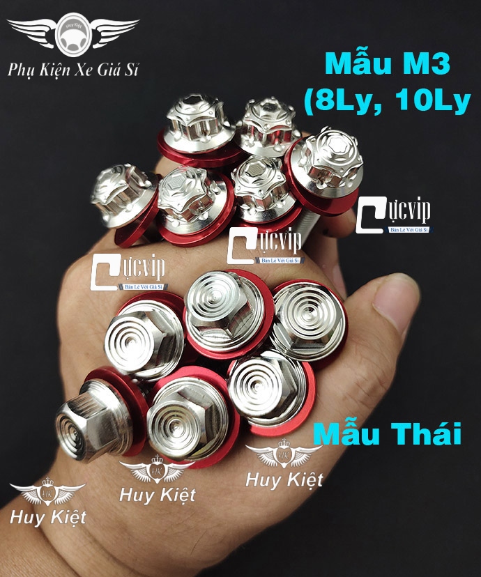 Ốc Salaya 8Ly, 10Ly (M3) (THÁI) Inox 304 Tặng Kèm Lông Đền Nhôm Đỏ, Chiều Dài Đầy Đủ Các Size (Giá Sỉ 1 Ốc)