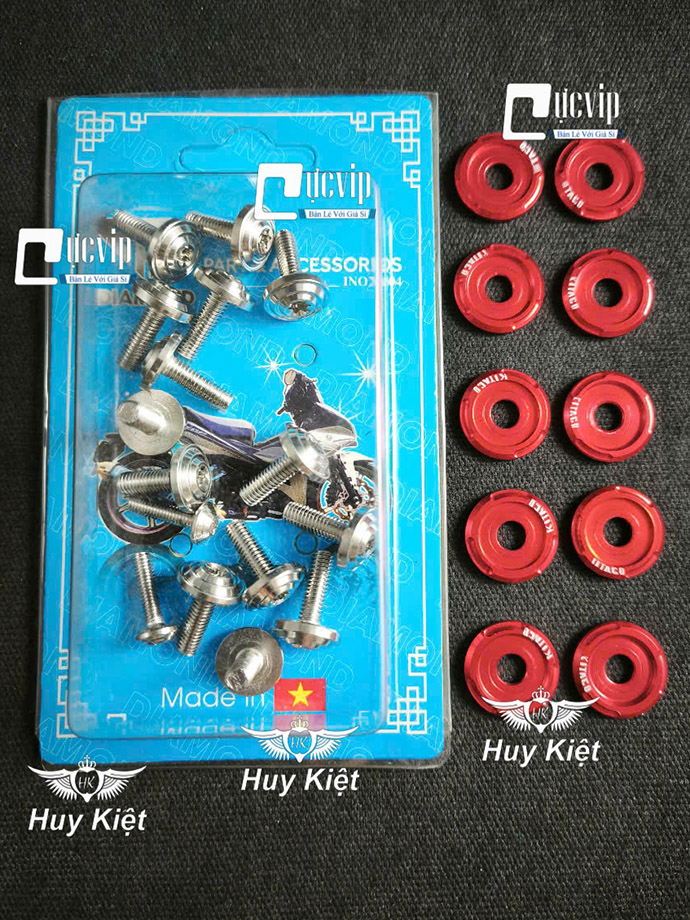 [Tặng 10 LĐ KITACO Đỏ] FULL Bộ Ốc Dàn Áo SALAYA [INOX 304] Vario AB Wave Dr Si Fu Ex Win Vision Jupiter Sonic Raider Satria Mio MS9943