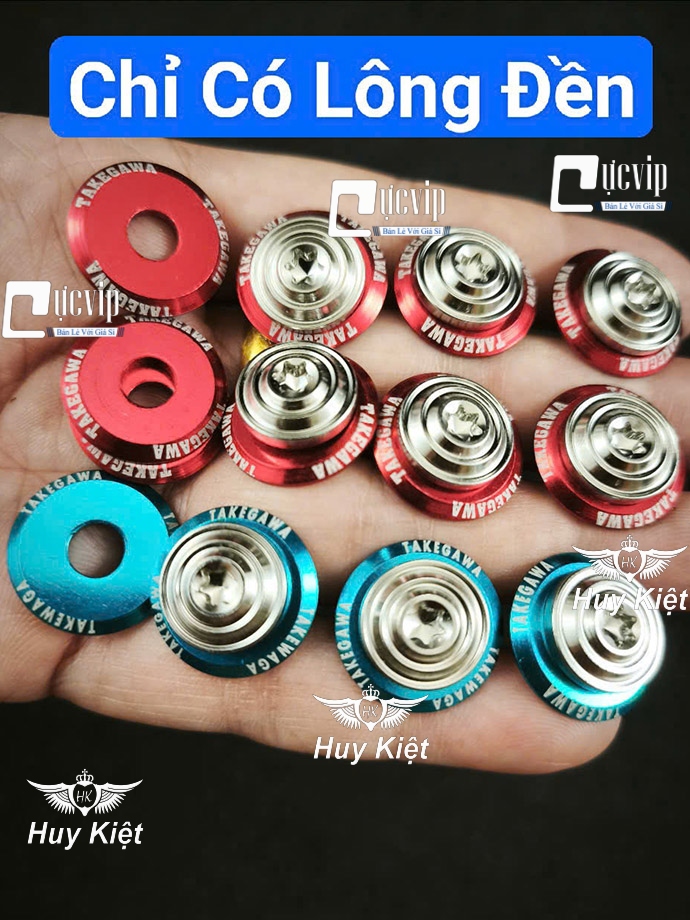 Lông Đền TAKEGAWA Nhôm CNC (XANH, ĐỎ) 6Li Lốc Máy, 6Li Dàn Áo, 8Li, 10Li, 4Li Trơn (Giá 1 Con) MS9947
