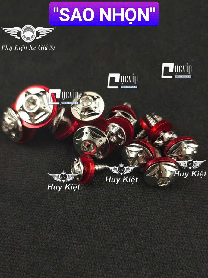 [TẶNG FULL LÔNG ĐỀN ĐỎ] FULL BỘ Ốc Dàn Áo Salaya Sao Nhọn, Phay Thái [INOX 304] Lắp Nhiều Dòng Xe MS9935