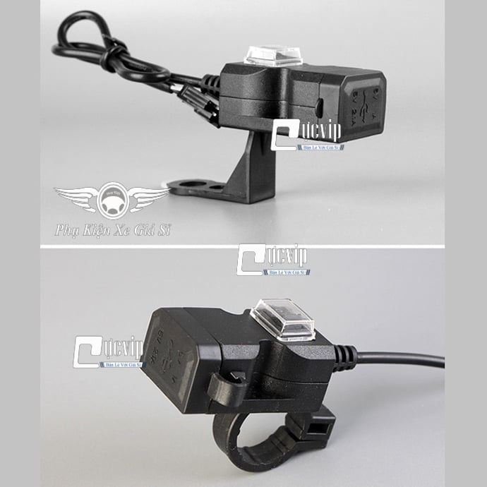 Sạc Điện Thoại Trên Xe Máy 2 Cổng USB, Nắp Chống Nước, Loại Cao Cấp Có Adapter MS3162
