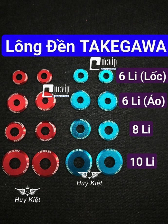 Lông Đền [Nhôm CNC] TAKEGAWA (XANH) 6Li Lốc Máy, 6Li Dàn Áo, 8Li, 10Li, 4Li Trơn (Giá 1 Con) MS9949