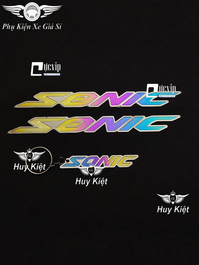 Combo Cặp Tem Chữ Sonic Titan Và Móc Khóa Chữ Sonic Titan Cho Xe Sonic MS4379
