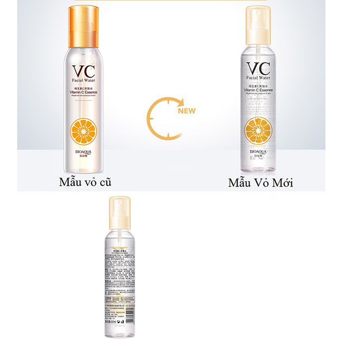 Xịt Khoáng Cam Bioaqua VC Facial Water VitaminC 150ml Cấp Ẩm Làm Trắng Da, Sáng Và Đều Màu Da MS6090
