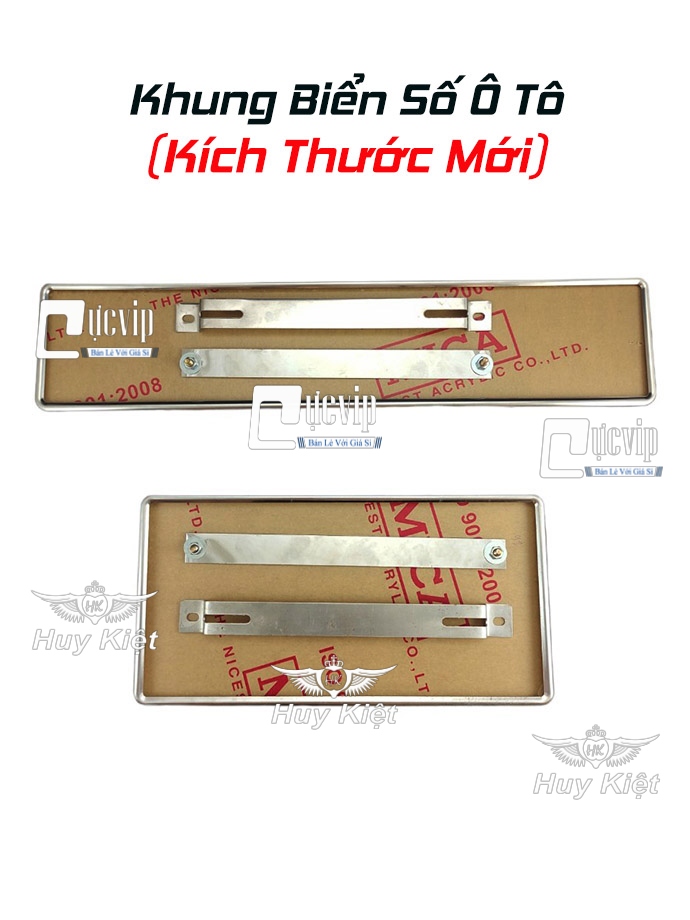 Bộ 2 Khung Biển Số Xe Hơi, Ô Tô Kích Thước Mới Kèm Mica Có Viền Inox Cho Xe Đăng Ký Biển Mới 2022 - 2023 (Biển Trắng, Vàng, Xanh)