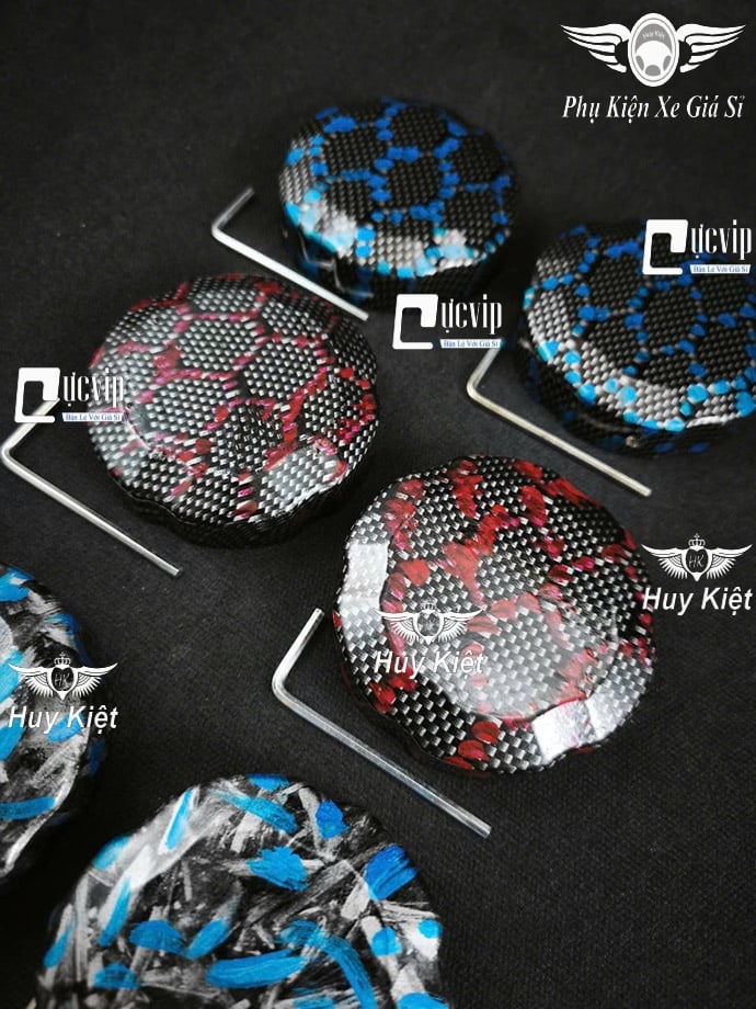 Ốp Nắp Bình Xăng CARBON Fiber Tổ Ong, Vân Đá Gắn Xe Honda, Yamaha, Suzuki Có Nắp Xăng Phẳng MS6693