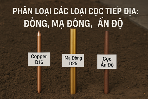 Phân loại các loại cọc tiếp địa: Đồng, mạ đồng, Ấn Độ
