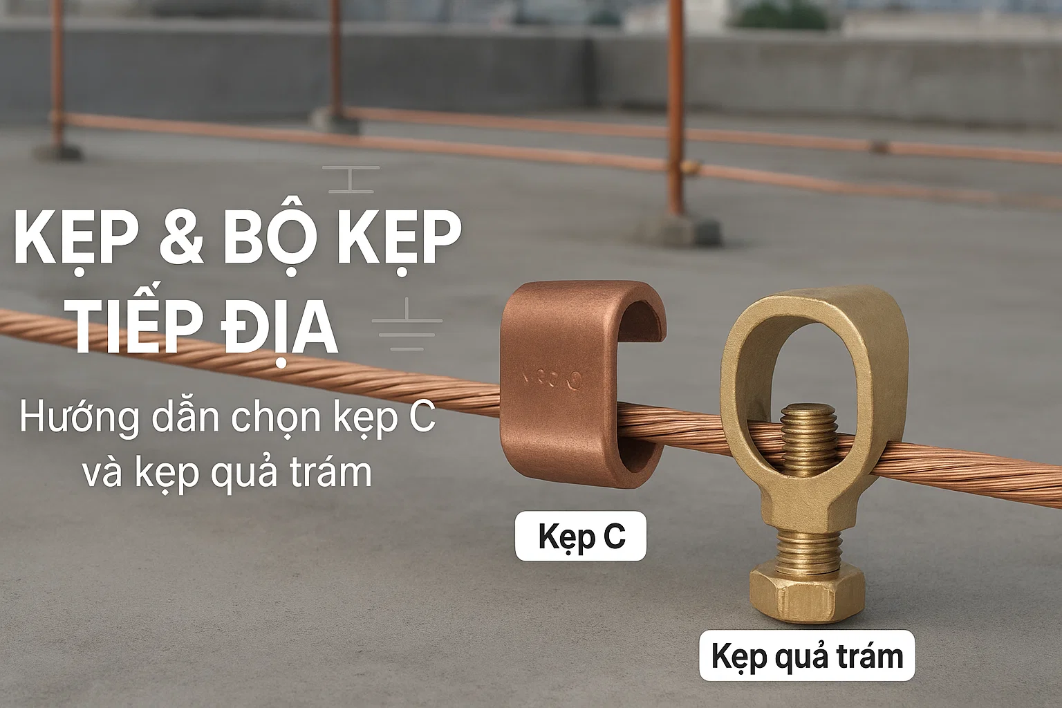 Kẹp & Bộ kẹp tiếp địa: Hướng dẫn chọn kẹp C và kẹp quả trám