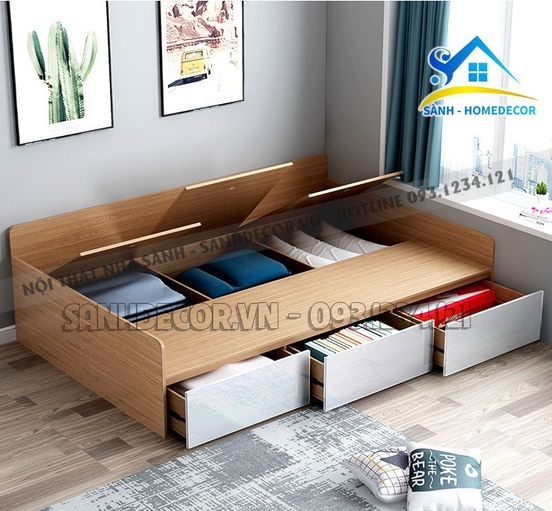 Giường ngủ gỗ có ngăn kéo hiện đại - SG101 – Nội thất NHÀ SÀNH