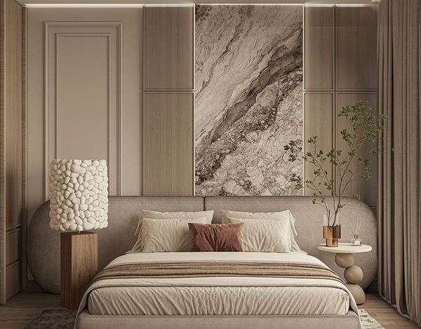 Phòng ngủ master sở hữu màu trung tính