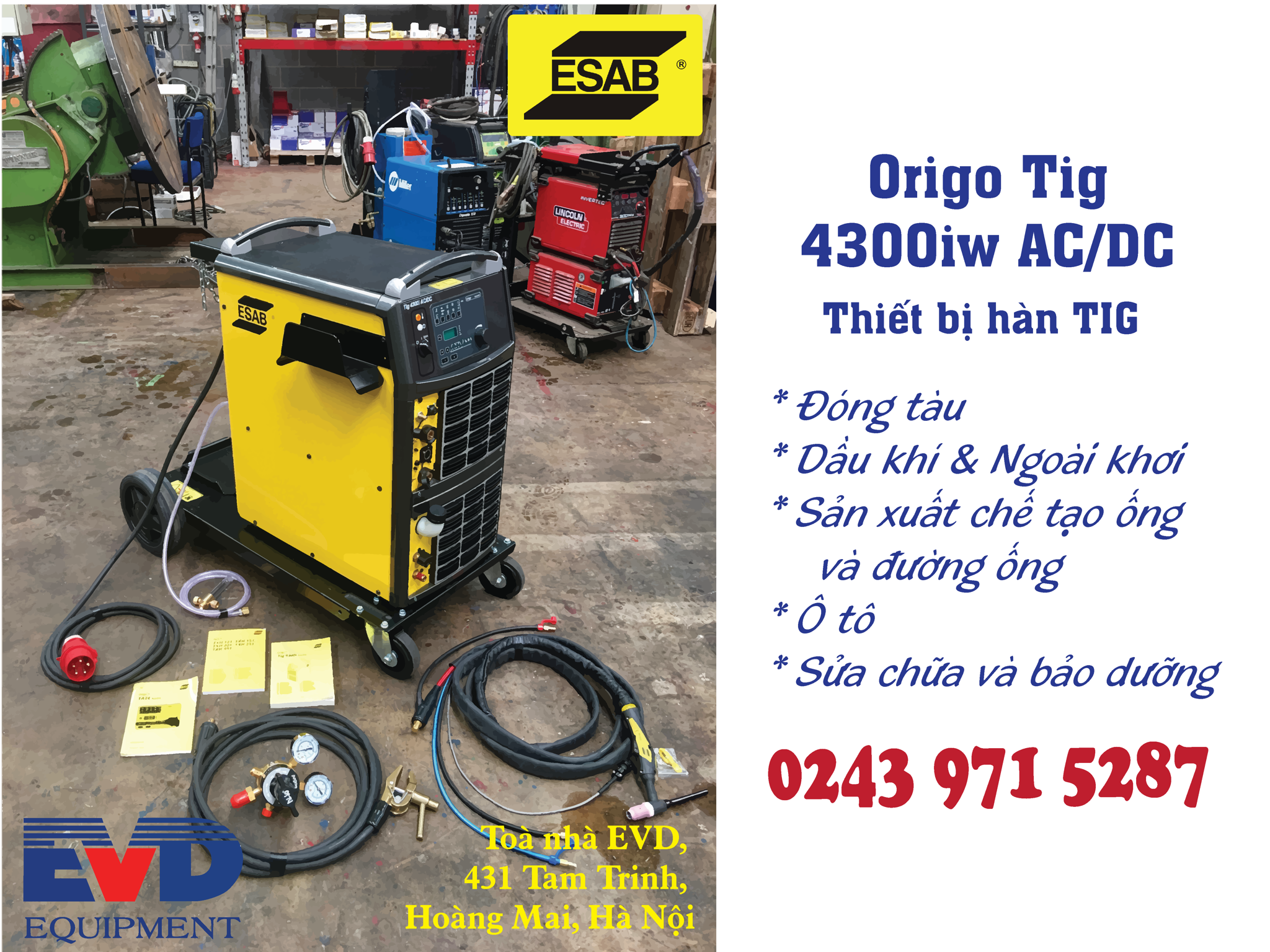 Origo Tig 4300iw AC/DC - Hàn được tất cả các loại que hàn vỏ bọc rutil, bazơ thậm chí cả xenlulo