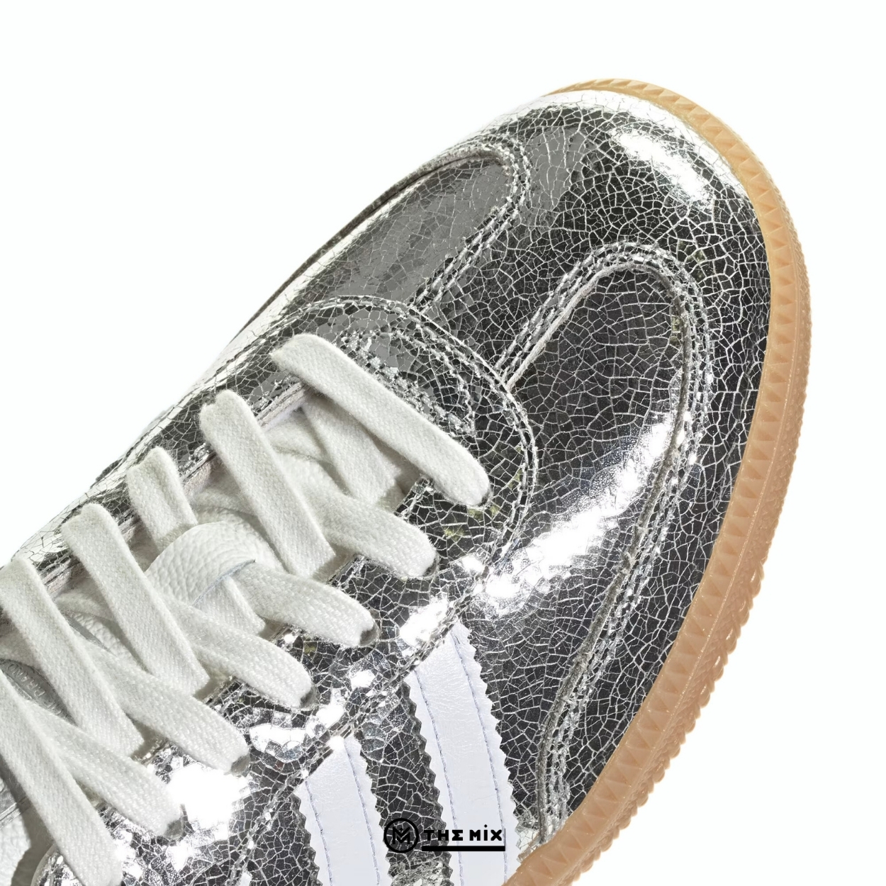 adidas Samba OG Silver Metallic Cracked Leather - JR0035