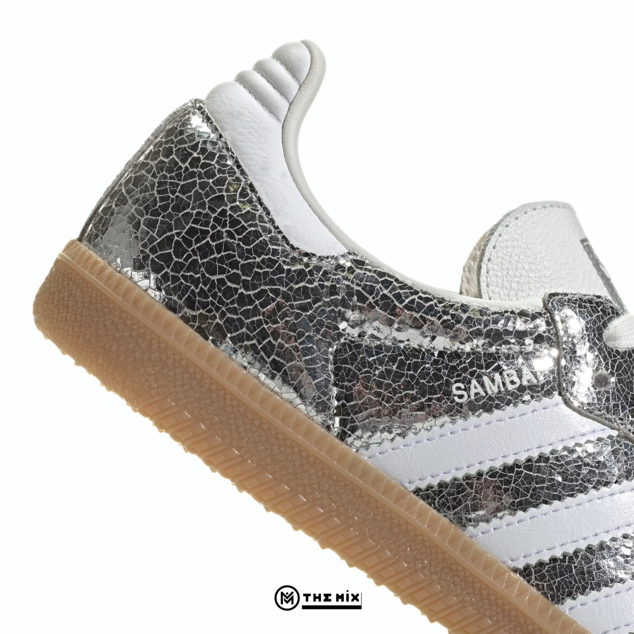 adidas Samba OG Silver Metallic Cracked Leather - JR0035