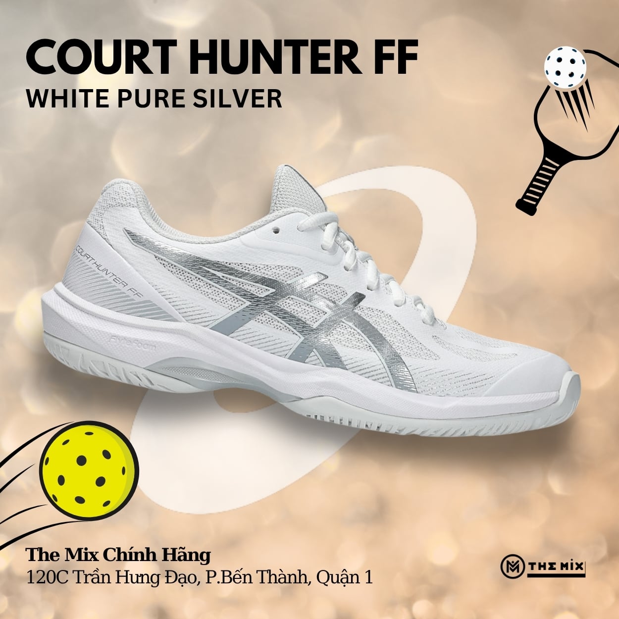 Asics Court Hunter FF White Pure Silver - 1072A112-102 - Chính Hãng
