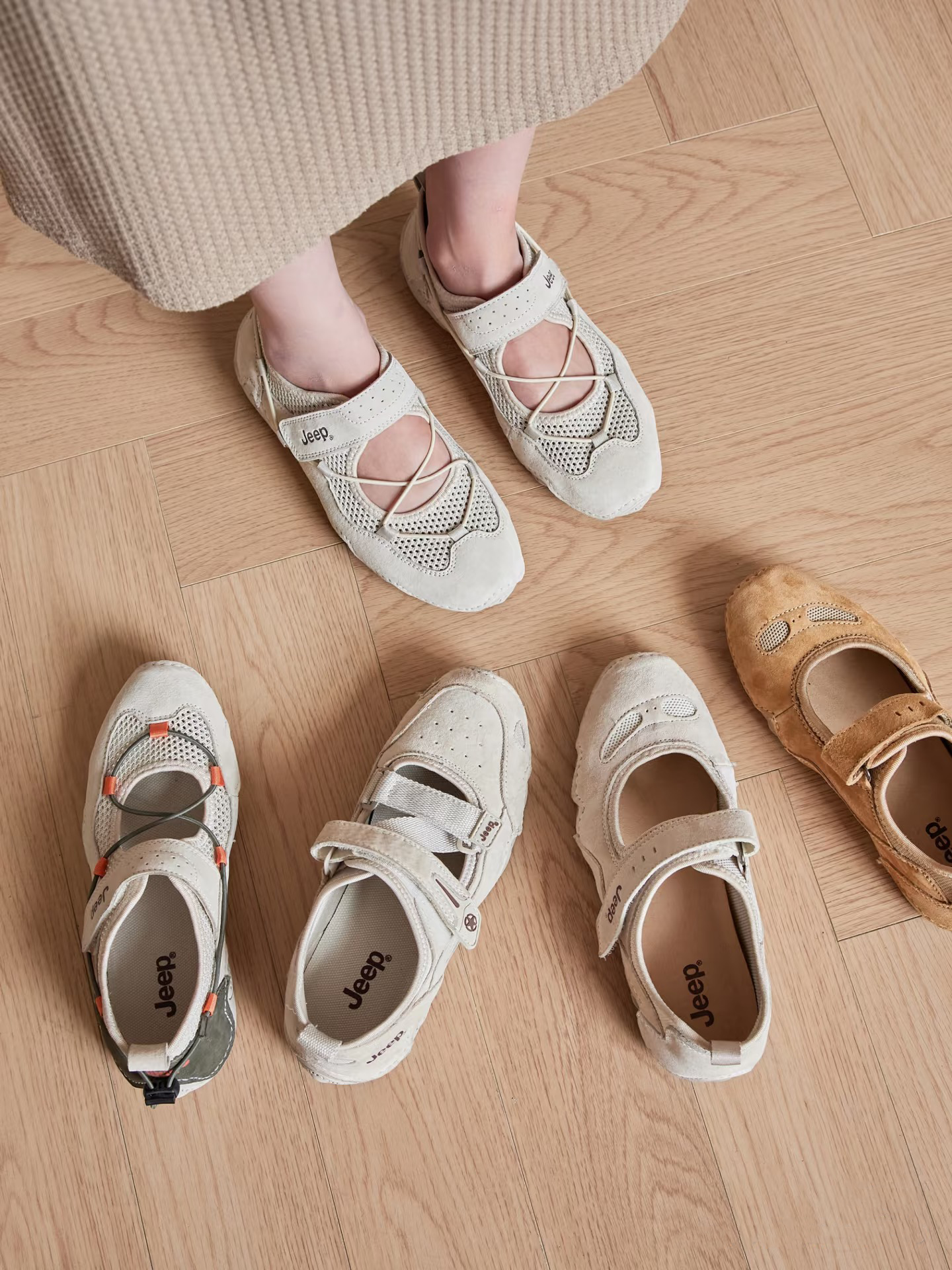 Jeep Mary Jane Sandals Outdoor Light Gray PX241WAS932 Hàng Chính Hãng