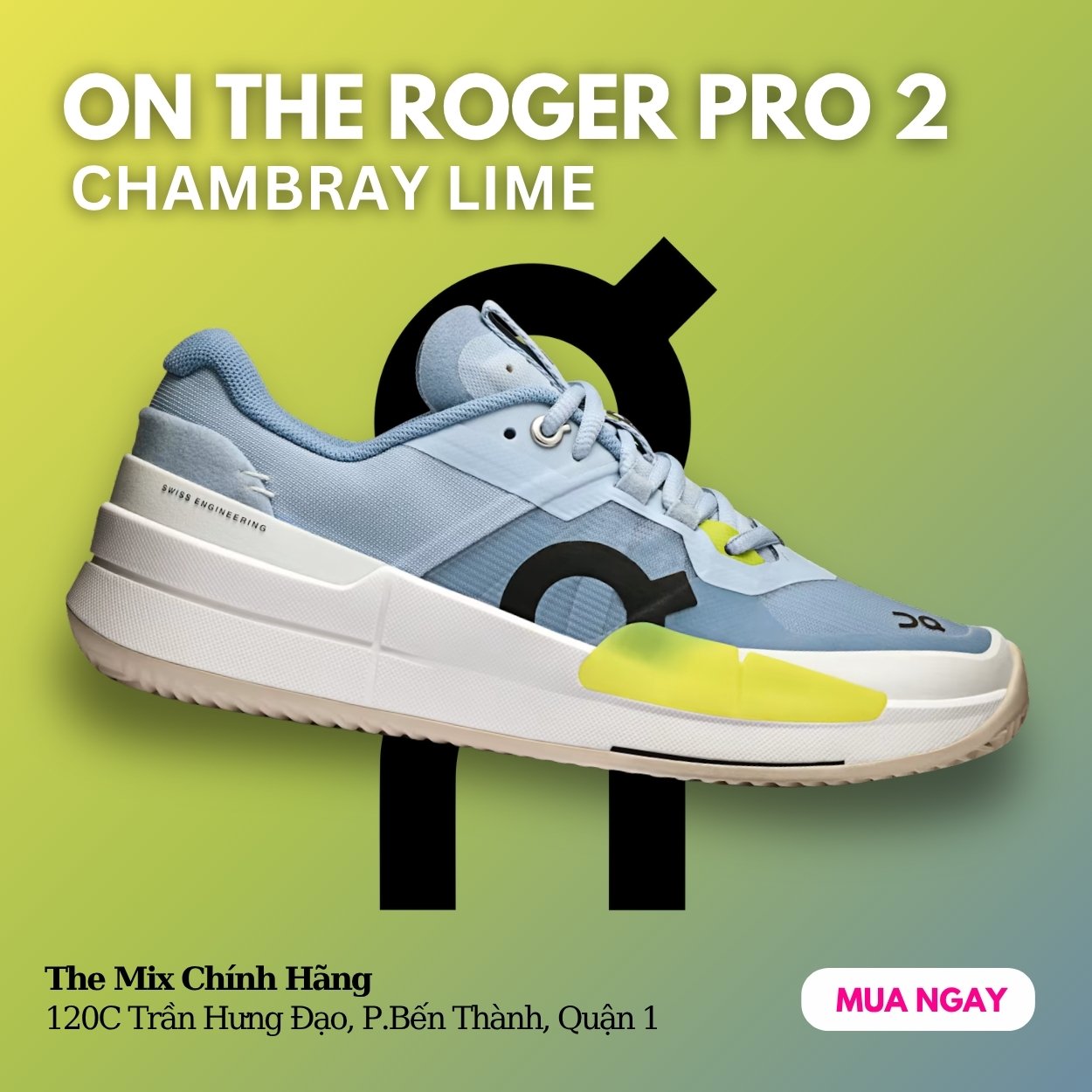 Giày ON The Roger Pro 2 Clay Chambray Lime - 3WE10633310 - Chính Hãng