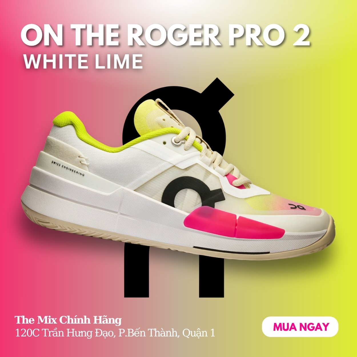 Giày Pickleball ON The Roger Pro 2 'White Lime' - 3WE10332929 - Chính Hãng