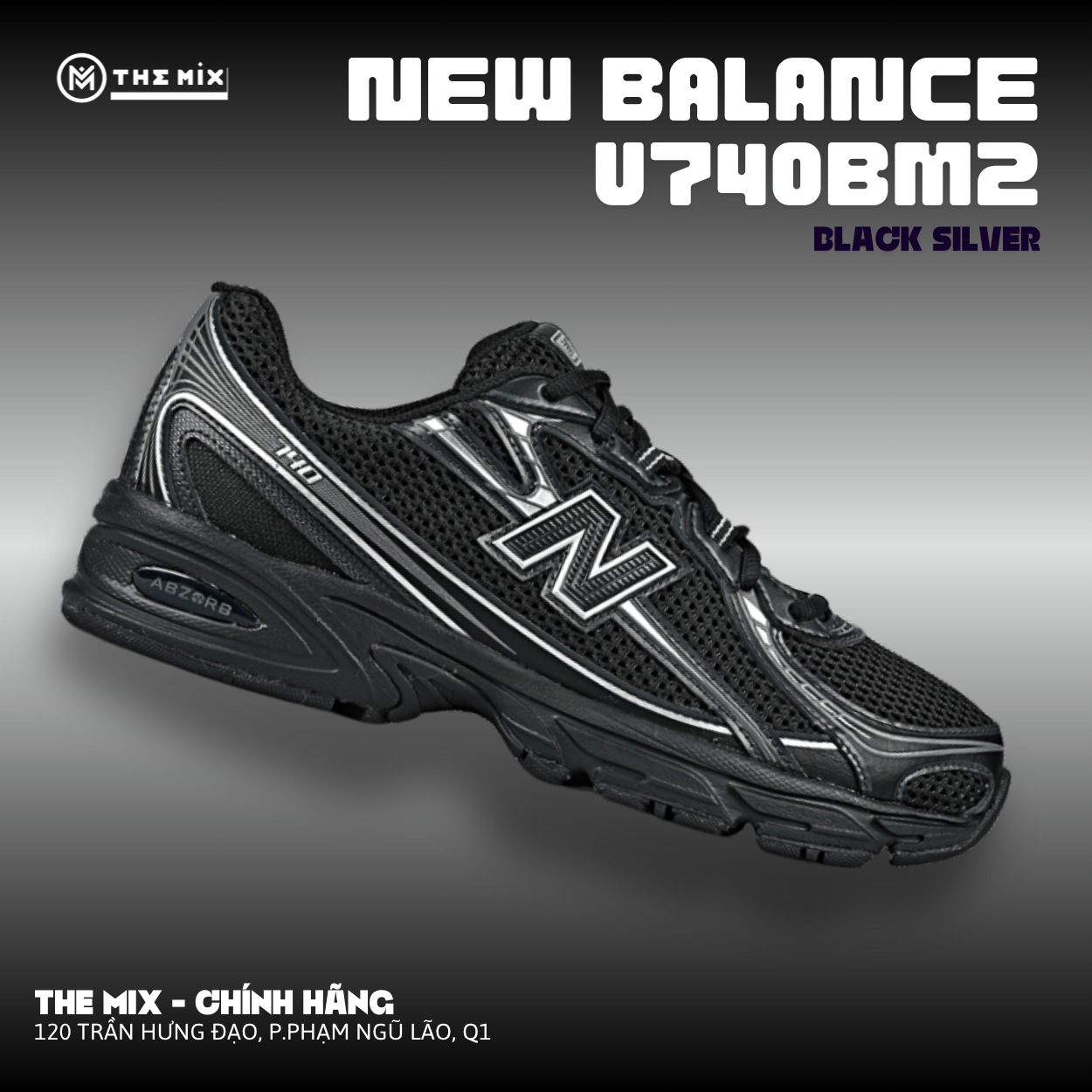 New Balance 740 'Black Silver' - U740BM2 - Hàng Chính Hãng