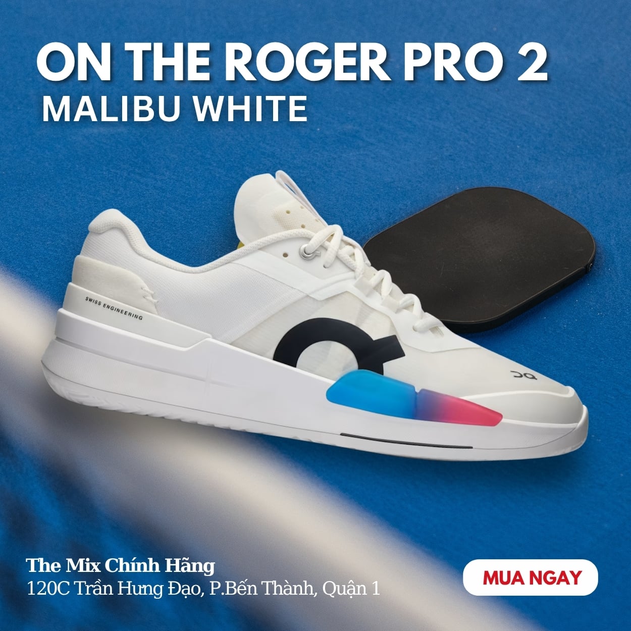 Giày Pickleball ON Running The Roger Pro 2 White Malibu - 3ME10302840