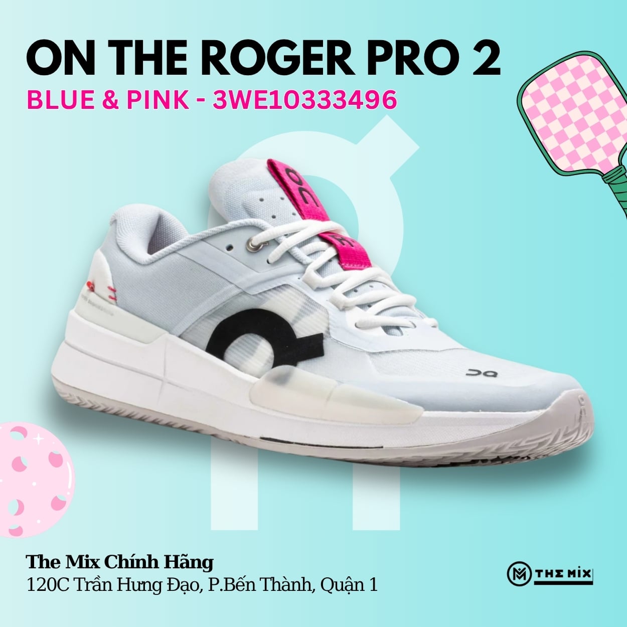 Giày Pickleball - Tennis ON The Roger Pro 2 Blue & Pink - 3WE10333496