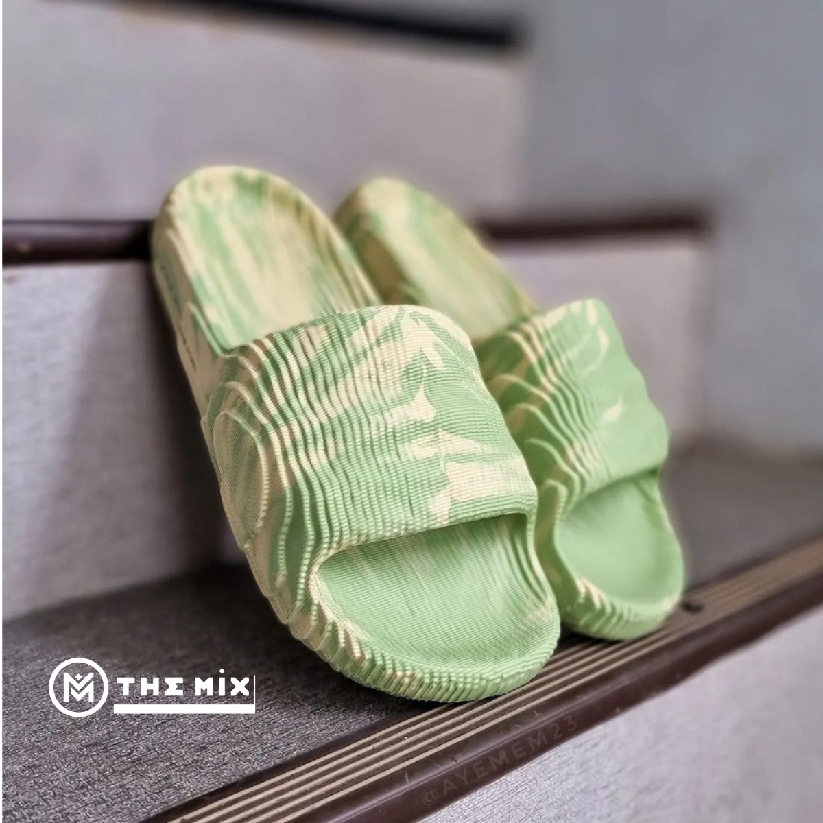 ADIDAS ADILETTE 22 SLIDES 'MAGIC LIME DESERT SAND'