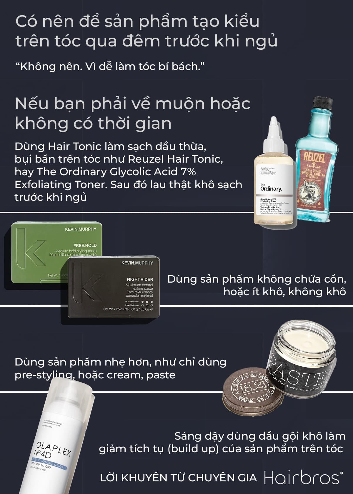 Có nên để sáp vuốt tóc qua đêm không