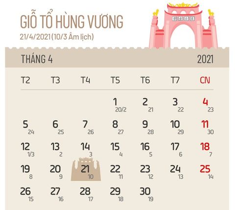 Thông báo lịch nghỉ Giỗ tổ Hùng Vương 2021