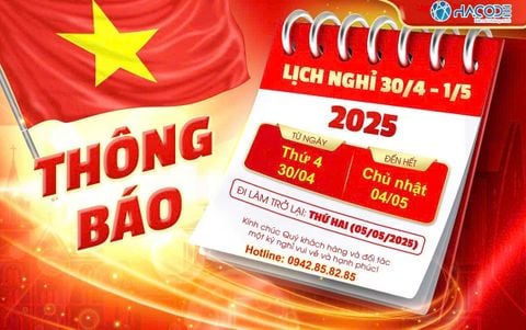 HACODE Thông báo lịch nghỉ lễ 30/4-01/05/2025