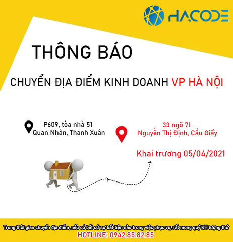 Thông báo chuyển địa điểm kinh doanh văn phòng Hà Nội
