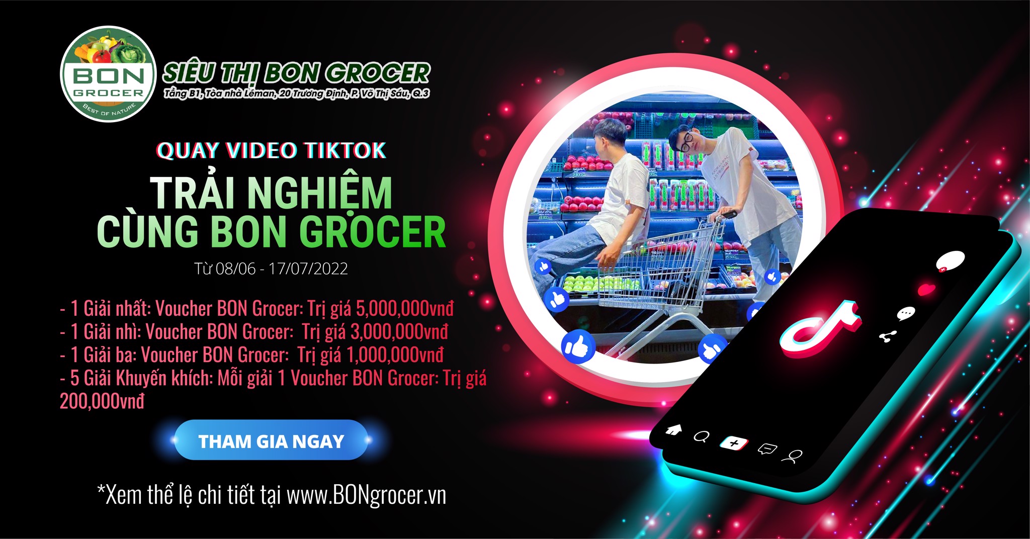 [CẬP NHẬT GIA HẠN] MINI GAME QUAY VIDEO TIKTOK  “TRẢI NGHIỆM CÙNG BON GROCER”