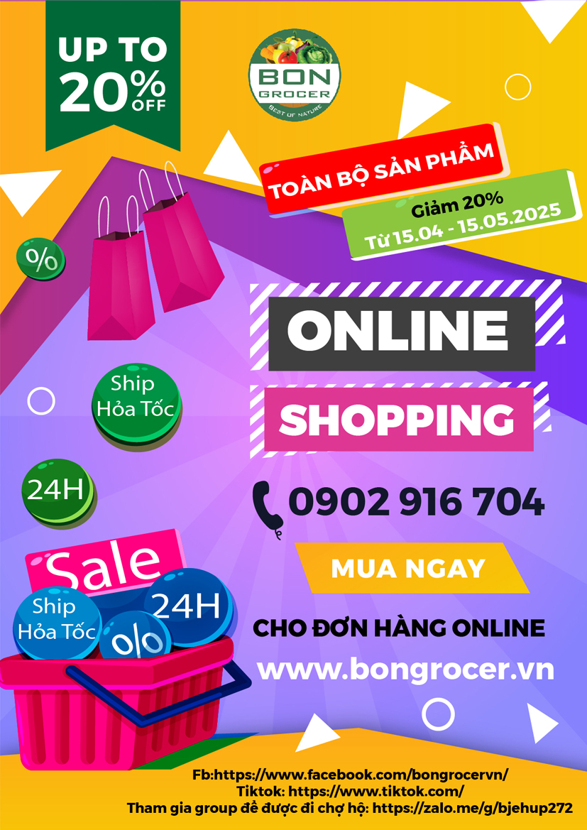 Bon Grocer khuyến mãi lớn mừng 30/4: Giảm 20% toàn bộ sản phẩm, giao hàng 24H