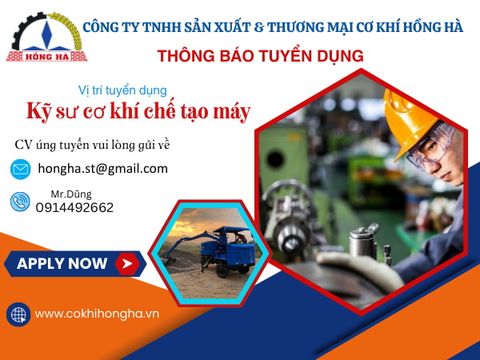 Tuyển dụng kỹ sư cơ khí chế tạo máy và công nhân cơ khí