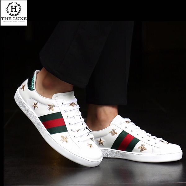 Sneaker Gucci Trắng Vạt Cờ Bee Star – TheLuxe