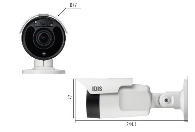 Thiết kế của camera quan sát Idis DC-T4233WRX hồng ngoại Full HD