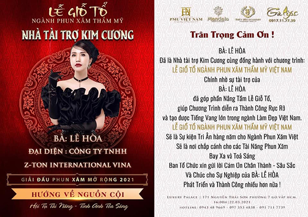 CSO Lê Hòa – Đại diện Z-Ton Việt Nam đã ký kết hợp đồng tài trợ Lễ giỗ Tổ ngành Phun xăm thẩm mỹ.