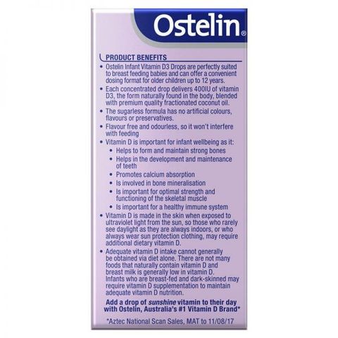 Vitamin D3 dạng nhỏ giọt cho bé Ostelin Infant Drops 2,4ml - Hàng Úc Thom Dang
