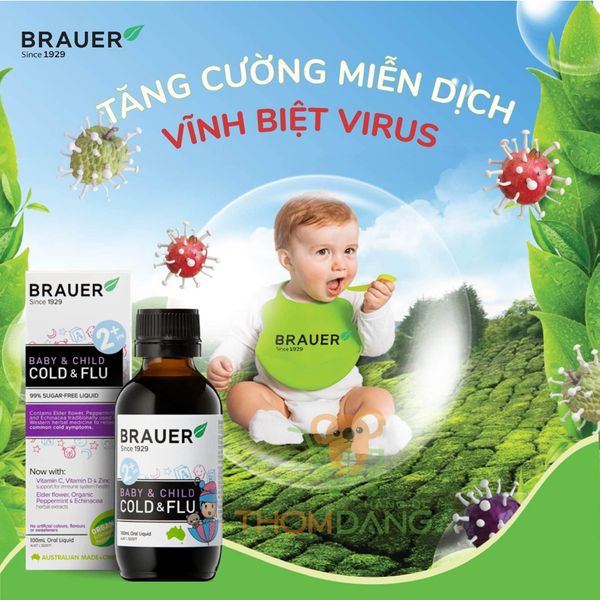 Brauer Baby & Child Cold & Flu hỗ trợ sức khỏe hệ miễn dịch ở trẻ.