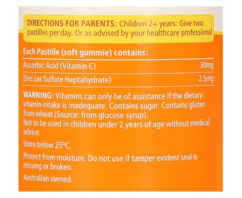 Thành phần kẹo dẻo Gummies Vitamin C + Kẽm