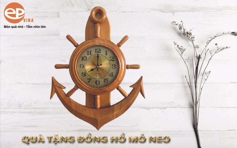 Đồng hồ gỗ mỏ neo treo tường