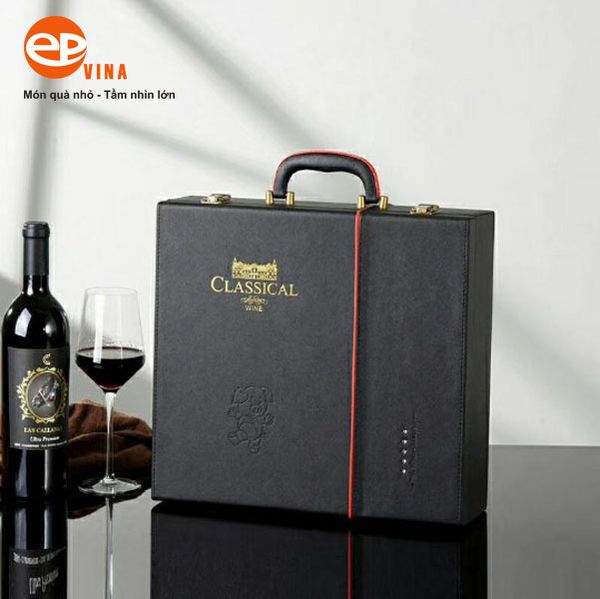 hộp quà tặng da 4 chai