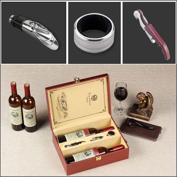 hộp rượu da đôi kèm phụ kiện