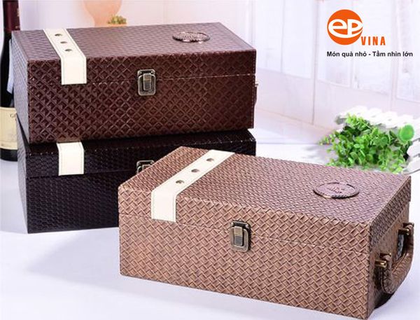 hộp rượu quà tặng bằng da