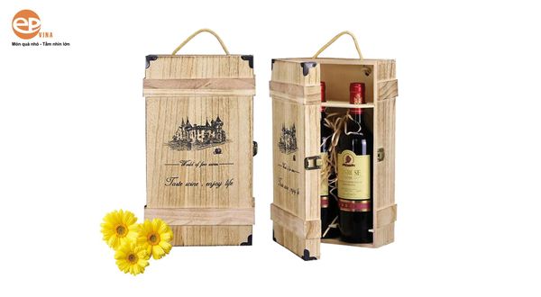 hộp rượu quà tặng bằng gỗ