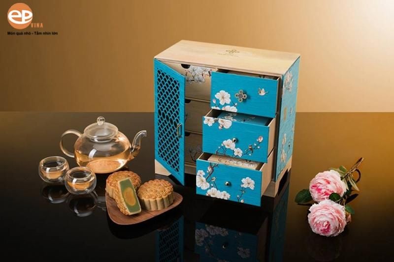 Hộp bánh trung thu thiết kế hộp nắp kéo 6 bánh