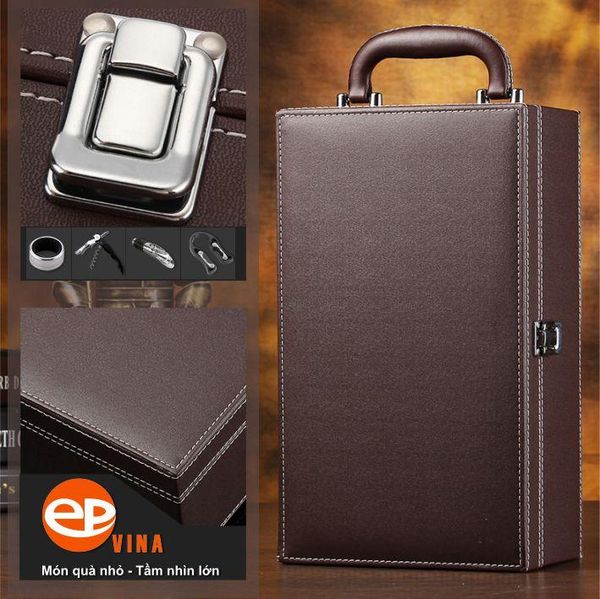 rượu vang hộp da cao cấp