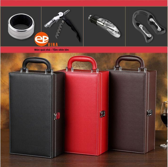 rượu vang hộp da cao cấp