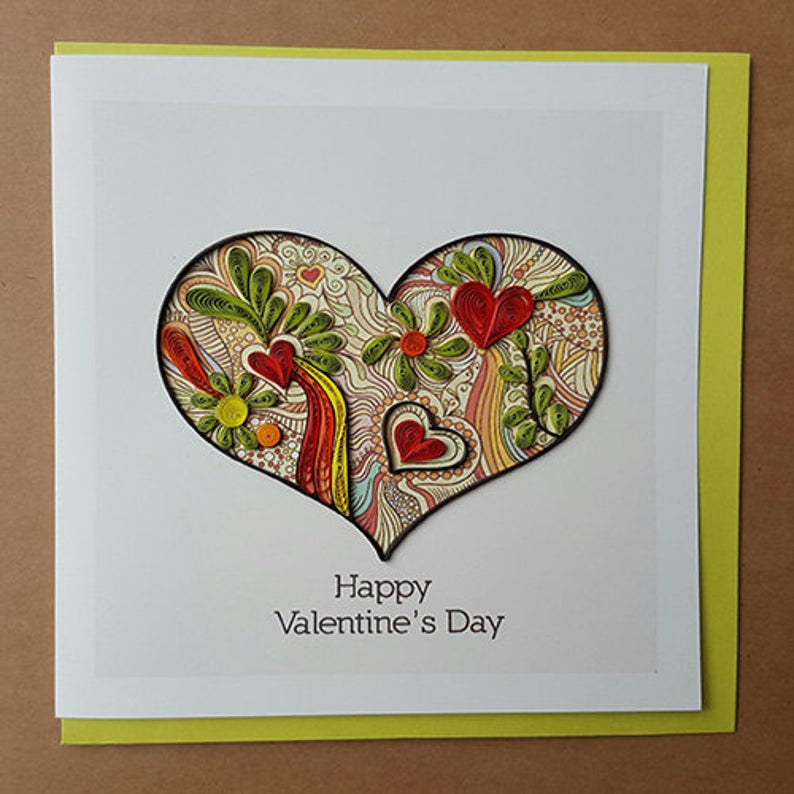 Thiệp Valentina day Quilling